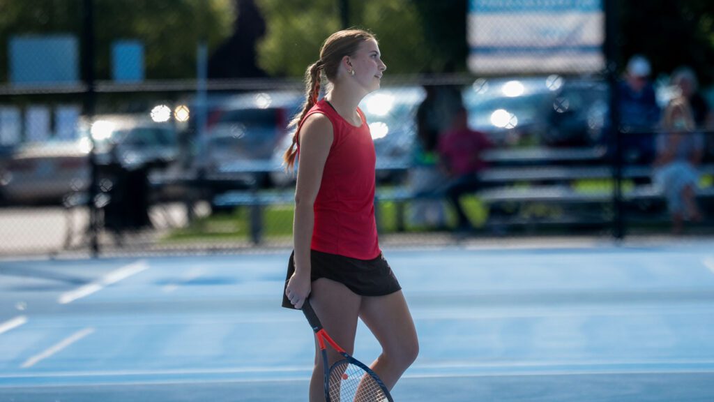 Lawrence, Free State girls tennis in quad at Rock Chalk Park-9